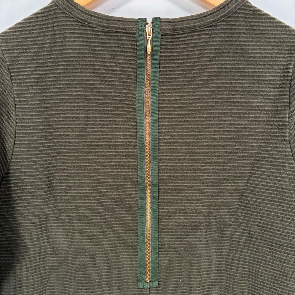 Vineyard Vines Ottoman Ribbed Shift Dress Women Small Green Cotton Zip Stretch - Picture 5 of 11